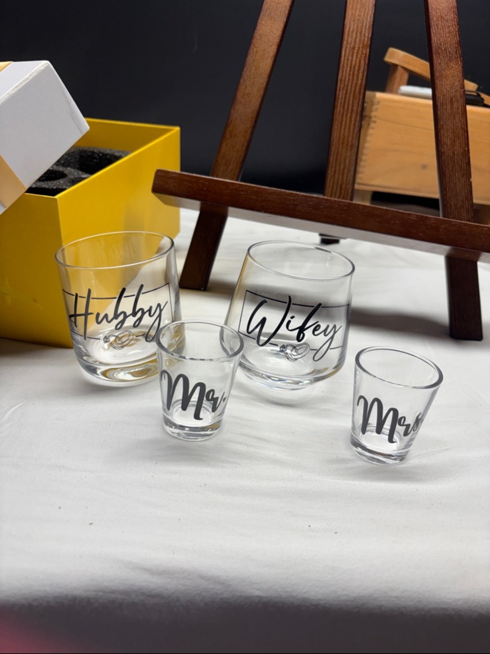 Hubby & Wifey Clear Glass Drinkware Set - Clear